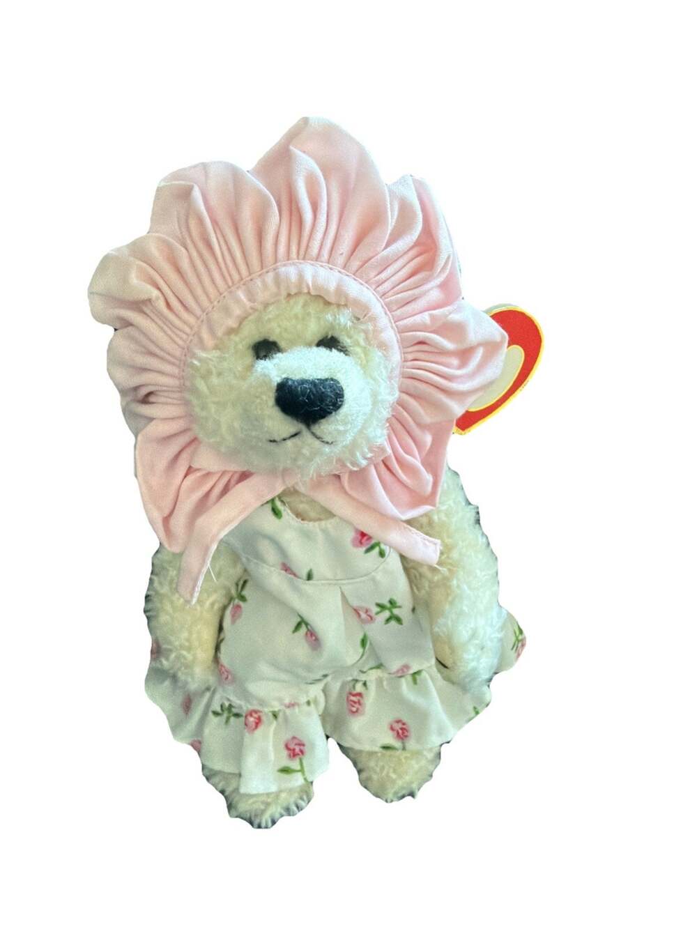 Rosalie the Bear TY 8" Plush 1993 with Pink Bonnet Attic Treasures Collection